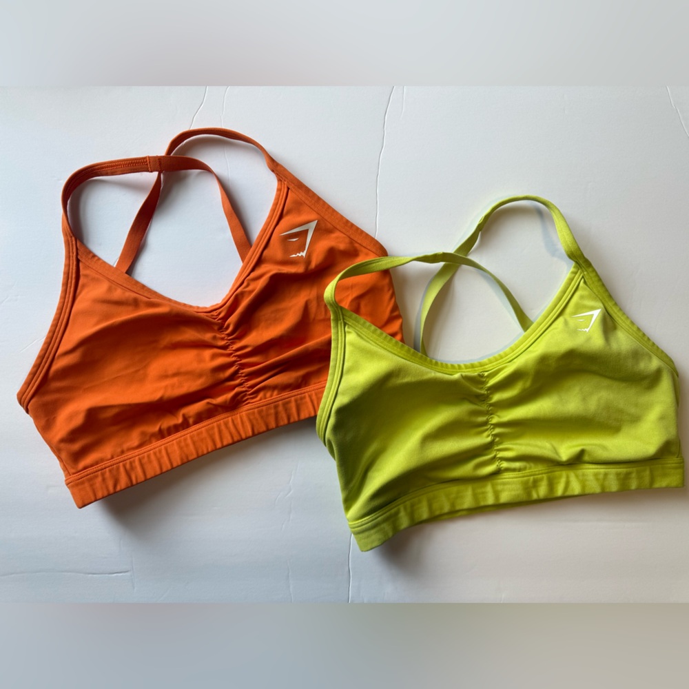 Gymshark Sports Bras Bundle Bright Orange and Lime Green Small
